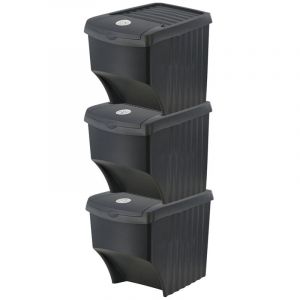 Poubelles de tri sélectif - Empilables - Plastique - 3 x 22 litres