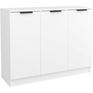 Buffet bahut commode armoire meuble de rangement organisateur cuisine salle de séjour salon 90,5 x 30 x 70 cm bois d'ingénierie blanc