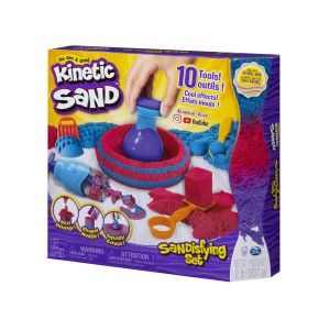 Kinetic Sand Coffret Sandisfying 900 g de Sable 10 Moules Jouet Enfant Loisirs Créatifs, 6047232, Multicolore