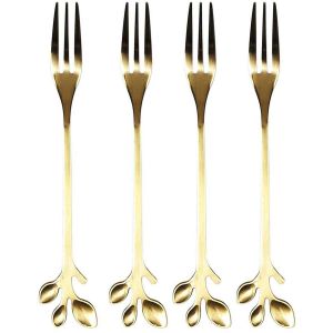 Set de 4 fourc ttes &agrave; dessert en m&eacute;tal dor&eacute; Royal