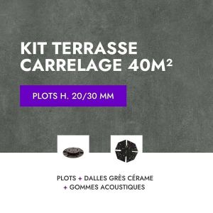 Kit Terrasse carrelage 40m² - Aspect Béton Lissée Glocal Classic - 60x60 cm - Mirage - 20/30 mm