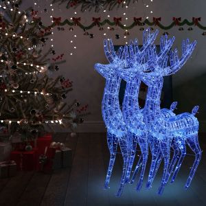 Image de VidaXL Rennes de Noël XXL Acrylique 250 LED 3 pcs 180 cm Bleu