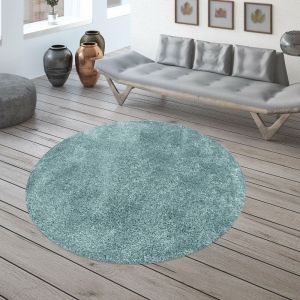 MOELLEUX - Tapis cosy Rond à poils longs - Bleu Pastel 120 x 120 cm