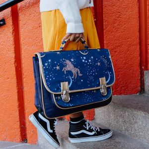 Caramel et Cie Cartable Constellation nuit 38 cm &agrave; double compartiment bleu marine