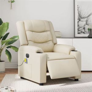 VidaXL Fauteuil de massage, relaxation électrique similicuir crème