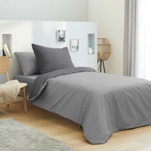 Image de Univers décor Pack complet 4 pièces Gris/Anthracite housse de couette pour lit 90 x 190 cm 100% coton / 57 fils/cm²