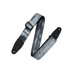 Levy's Leathers MPD2-109 Sangle de guitare en polyester avec extrémités en cuir véritable Motif arbre abstrait Gris Largeur 5 cm
