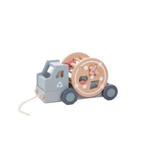 Image de EverEarth Jouet &agrave; tirer camion poubelle bois pastel