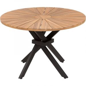 Beliani Table de Jardin en Bois d'Acacia Clair 110 cm Salle à Manger d'Extérieur Ronde Cissone