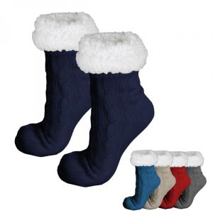 Paire de chaussettes, chaussons polaires mixtes Taille 40 45 Bleu marine Vivezen