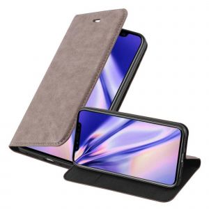 Coque pour Apple iPhone XR en MARRON CAF&Eacute; Housse de protection &Eacute;tui avec fermeture magn&eacute;tique, fonction de support et compartiment pour carte