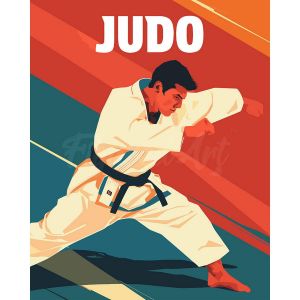 Peinture au numéro : Affiche sportive Judo - sans châssis en bois