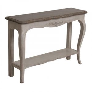 Console pieds galb&eacute;s bois gris - ch&acirc;teau