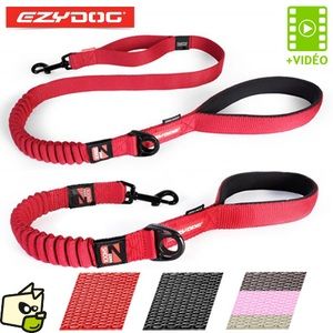 Ezydog Laisse pour chien Technologie Zero Shock Noir 121,9 cm