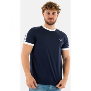 Fred Perry Taped Ringer Carbon Blue - T-Shirt - bleu - XXL - 100% Coton,Jersey