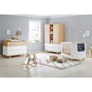 Pinolino Lit enfant &eacute;volutif, commode, armoire 2 portes Boks blanc/naturel