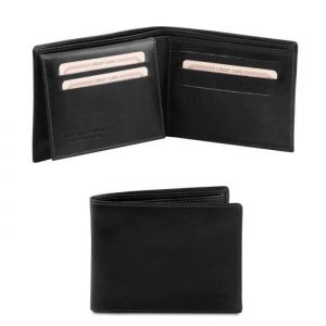 Tuscany Leather - Elégant portefeuille en cuir pour homme 3 volets - Noir (TL140760)