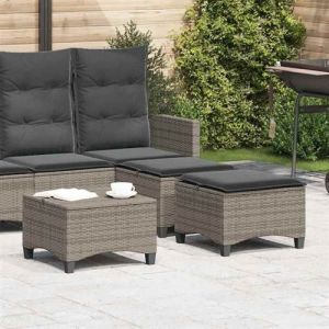 VidaXL Tabourets jardin coussins 2 pcs gris 55x55x36 cm r&eacute;sine tress&eacute;e, si&egrave;ge de jardin, si&egrave;ges d'ext&eacute;rieur, tabouret cube, 4108248