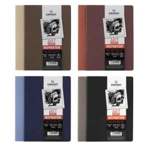 Canson 200006443 - Lot de 2 cahiers Art Book Inspiration 24 feuilles 10,5x14,8 96g/m², couverture noir 425 / gris ardoise 345