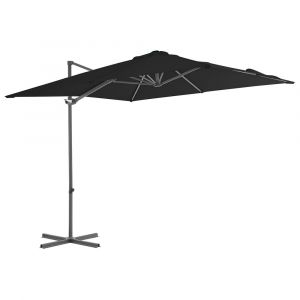 Parasol déporté avec mât en acier inclinaison et rotation sur 360 degrés 250 x 250 cm noir 02_0008473