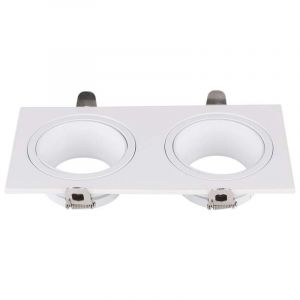V-TAC Support rectangulaire 2GU10 en polycarbonate et fer blanc pour projecteur encastré à double led