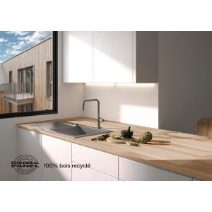 Plan De Travail Stratifi&eacute; Hetre Classic Eleki L.246 X P.63.5 Cm, Ep.28 Mm