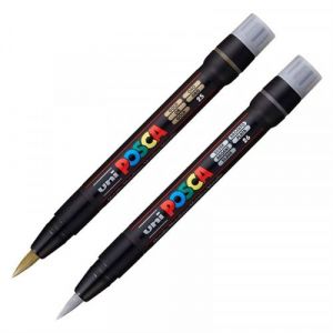 Posca Lot de 2 marqueurs PCF350 pinceau - Argent et or