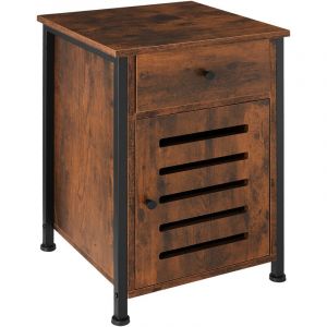 TecTake Table de chevet Waterford 40x42x60,5cm - bois fonc&eacute; industriel