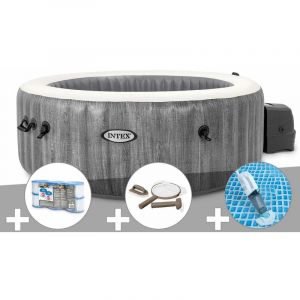 Image de Intex Kit spa gonflable PureSpa Baltik rond Bulles 4 places + 6 filtres + Kit d'entretien + Aspirateur