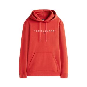 Tommy Hilfiger Tommy Jeans Sweat &agrave; Capuche Linear Logo pour Homme, Rouge (Rouge Terre Cuite), XXL