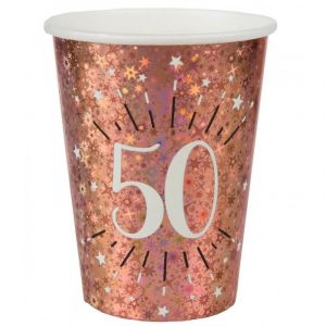 Santex Gobelet anniversaire 50 ans rose gold élégant (x10) REF/7349 Matière carton