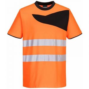Portwest T-shirt de travail haute visibilité respirant anti UV slim PW2 Orange / Noir S - Orange / Noir