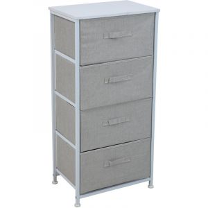 Svita - nelja Armoire à tiroirs Système de rangement Étagère en métal avec boîtes en tissu Étagère en métal blanc/gris clair