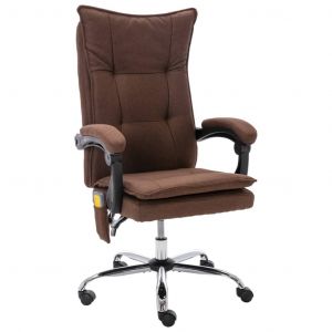 VidaXL Chaise de bureau de massage Tissu Marron