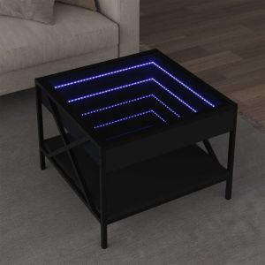 VidaXL Table basse avec led infini noir 50x50x38 cm