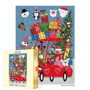 Puzzle 500 pièces de Noël : voiture festive et amusante