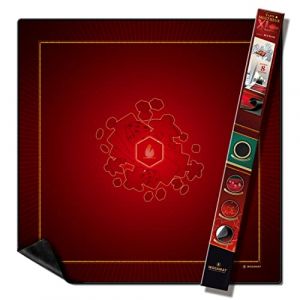 WOGAMAT Grand Tapis de Jeu Neoprene XL Rouge 92 x 92 cm pour Jeux de Cartes, Jeux de Dés, Jeux de Société - Néoprène Silencieux, épais, Lavable et antidérapant. Finition Luxe. Tapis multijeux