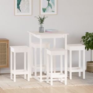 VidaXL Ensemble de bar 5 pcs Blanc Bois de pin massif White