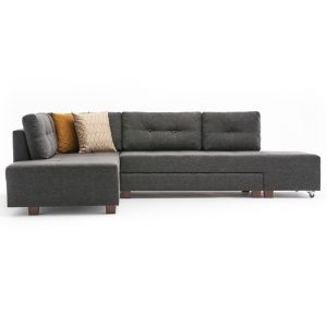 Cotecosy Canap&eacute; d'angle gauche convertible Rhodes Tissu Anthracite - Gris fonc&eacute;