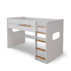 Lit mi-hauteur blanc et noisette 90x190 cm