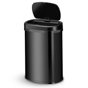 Juskys Poubelle automatique avec capteur de 50 L - poubelle électrique, détecteur de mouvement, couvercle automatique, étanche, rectangulaire, cuisine - noir