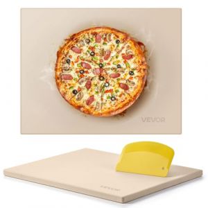 VEVOR Pierre &agrave; pizza rectangulaire en cordi&eacute;rite de 38 x 30 cm, pierre de cuisson extra large avec grattoir en PP, r&eacute;sistante &agrave; la chaleur de 1,5 cm d'&eacute;paisseur, pour four, cuisson du pain, barbecue