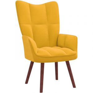 Image de VidaXL Chaise de relaxation Velours Jaune moutarde