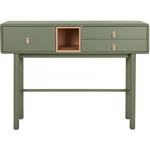 Pegane Meuble console, table console en bois coloris vert - longueur 120 x profondeur 35 x Hauteur 90 cm