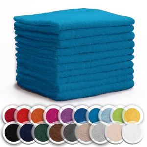 NatureMark Lot de 10 débarbouillettes en Tissu éponge, 100% Coton, 30 x 30 cm, Turquoise