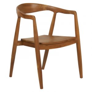 Meubletmoi - Chaise avec accoudoirs en bois de teck massif fonc&eacute; - maui