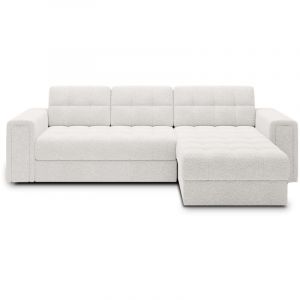 Intensedeco - Canapé d'angle convertible réversible Veziko Bouclette Blanc