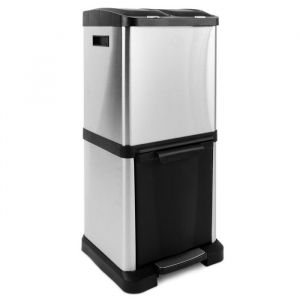 Bac de recyclage moderne Acier inoxydable, James 3 compartiments 32 litres