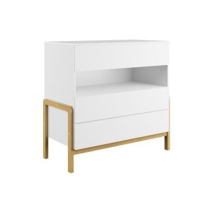 Miliboo Commode enfant scandinave 3 tiroirs blanc mat et chêne CELESTINE