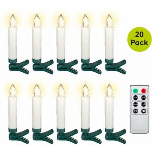 Image de Goobay 20 bougies d'arbre de Noël LED sans fil, avec clips et télécommande IR pour contrôler la minuterie, les modes d'éclairage et le gradateur